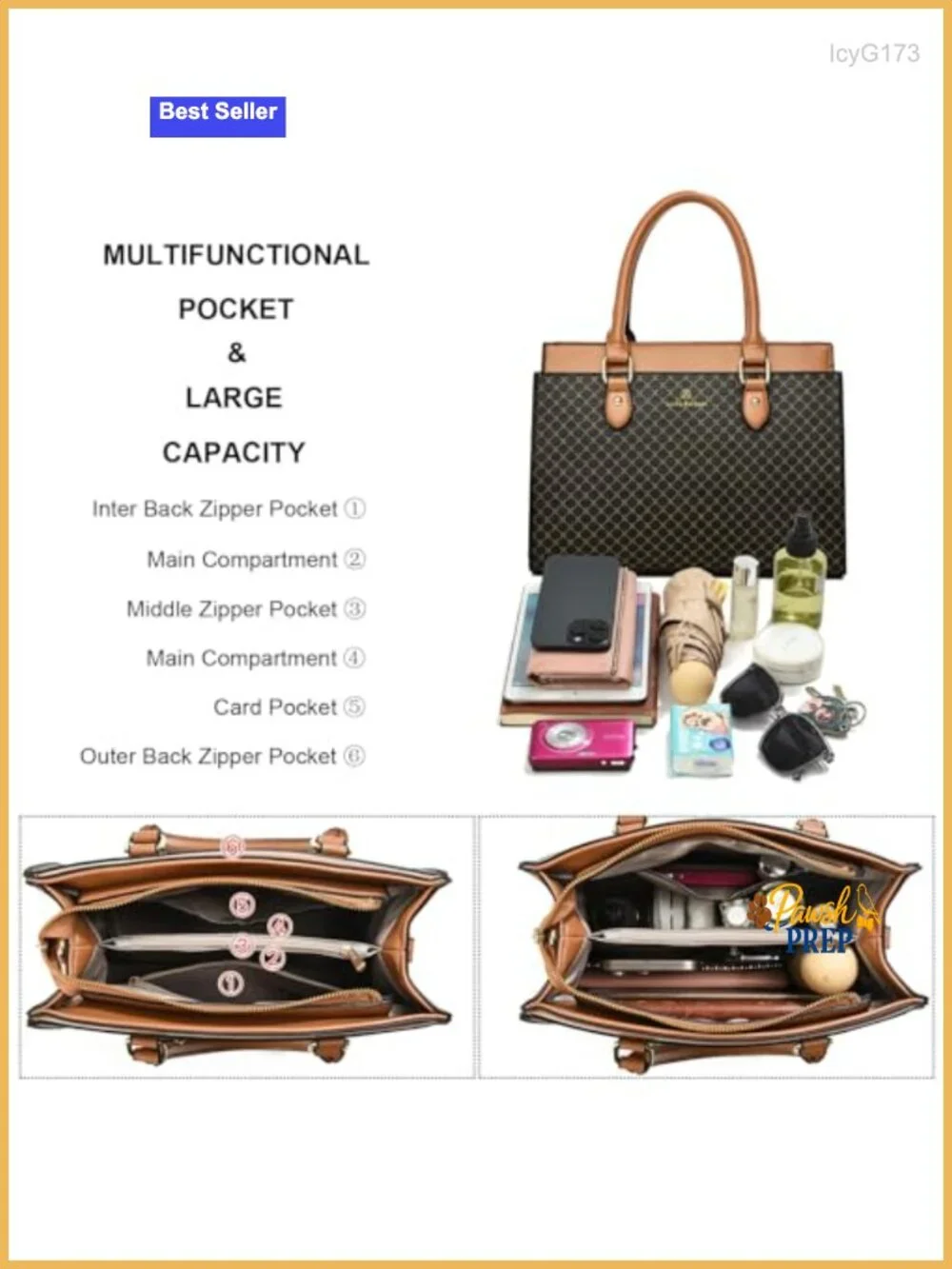 Faux Leather Dual-Tone Satchel Handbag Top Handle Crossbody Purse
